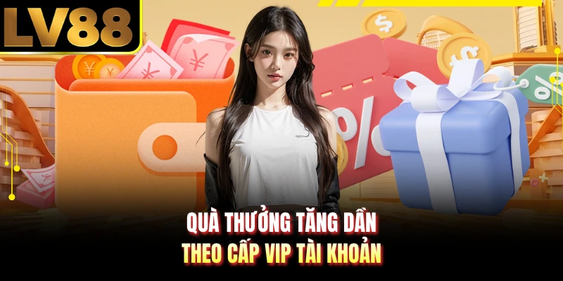 Quà thưởng tăng dần theo cấp VIP tài khoản